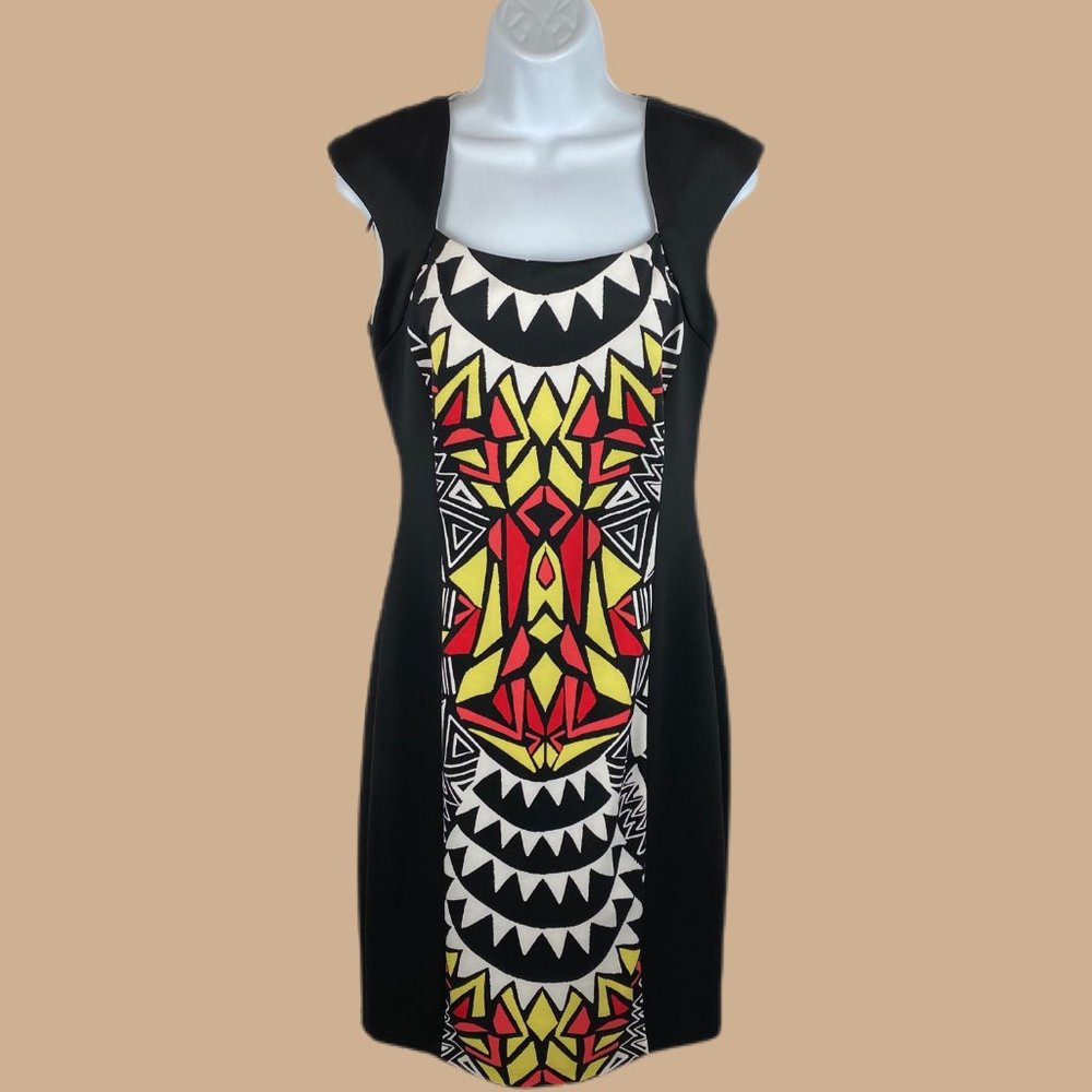 Sangria - Black / Multicolor Print - Bodycon Dress